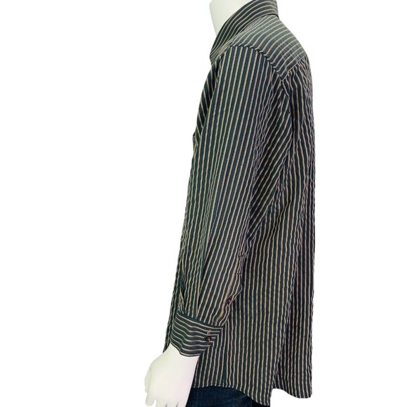 Bugatchi Uomo Mens Classic Fit Shirt Modal Blend Striped Black Size XXL 2XL - Picture 5 of 12